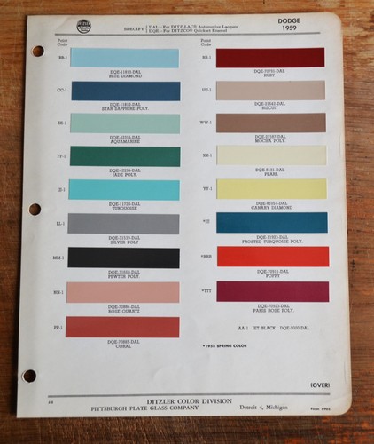 Vtg 1959 ditzler auto - ditzler, color