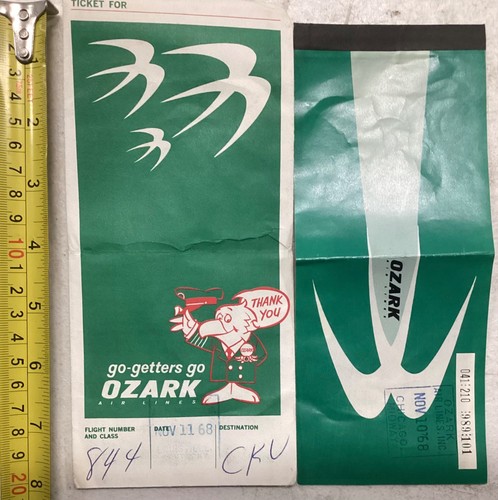 1968 ozark airlines ticket - 1968,