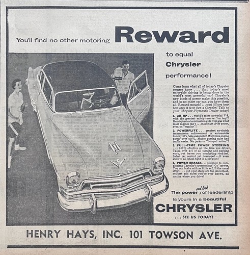 1954 newspaper for chrysler - 1954,