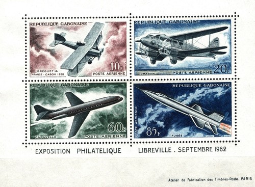 Gabon miniature sheet aviation - miniature,