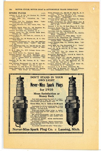 1910 never miss spark plugs - 1910,