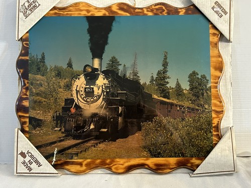 Vintage train picture wood - train,