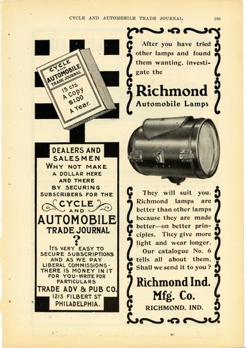 1904 richmond automobile lamps - 1904,