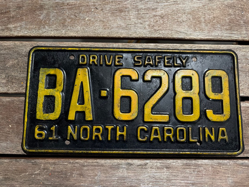 1961 north carolina license